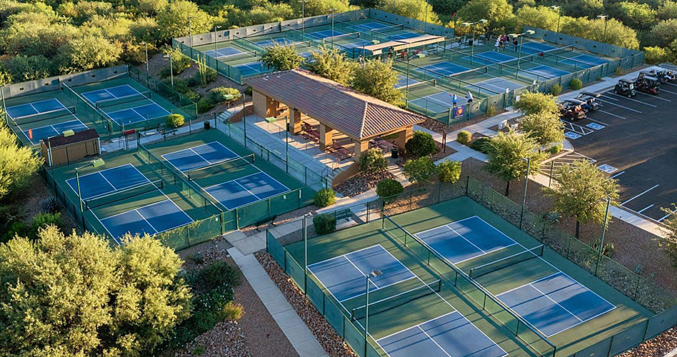 The Quail Creek Pickleball Complex offers 32 courts, ramada, and restrooms.