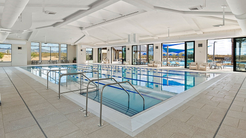 Unlike many retirement communities, the Canyon Club offers both indoor and outdoor aquatic facilities, including an indoor lap pool.